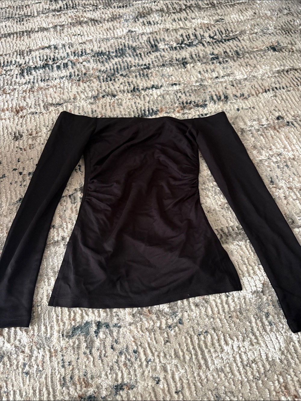 Fashion Nova Black Off-Shoulder Long Sleeve Top